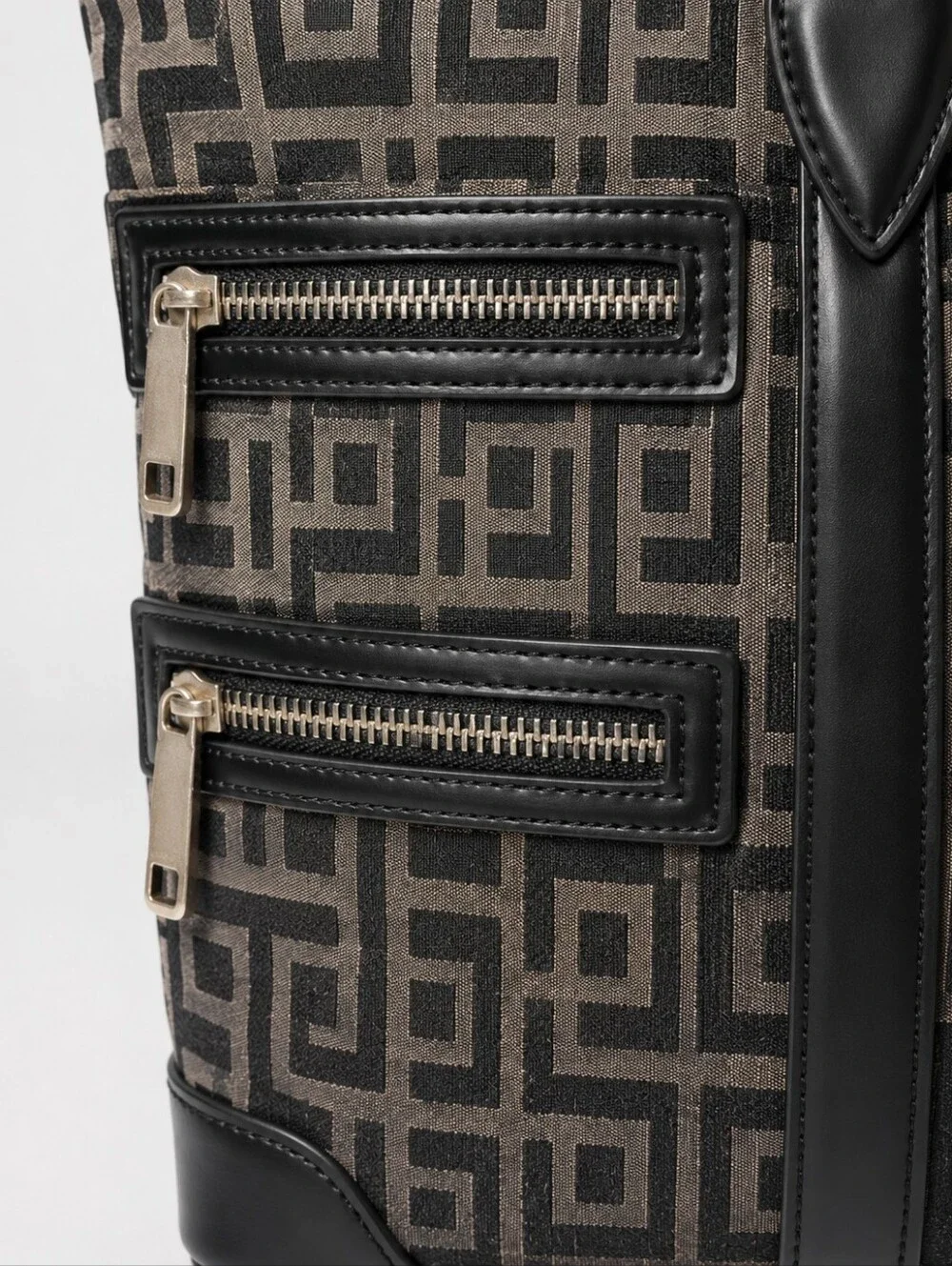 Fiorelli Black Taupe Geometric Multi Pocket Tote Bag NWT